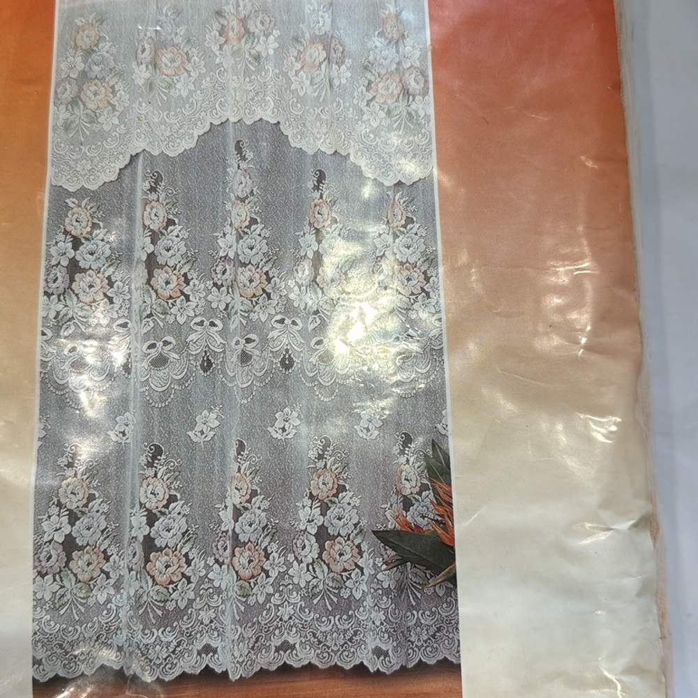 Lace Curtain Panel: Helen Velour Panel with Attached Swag
